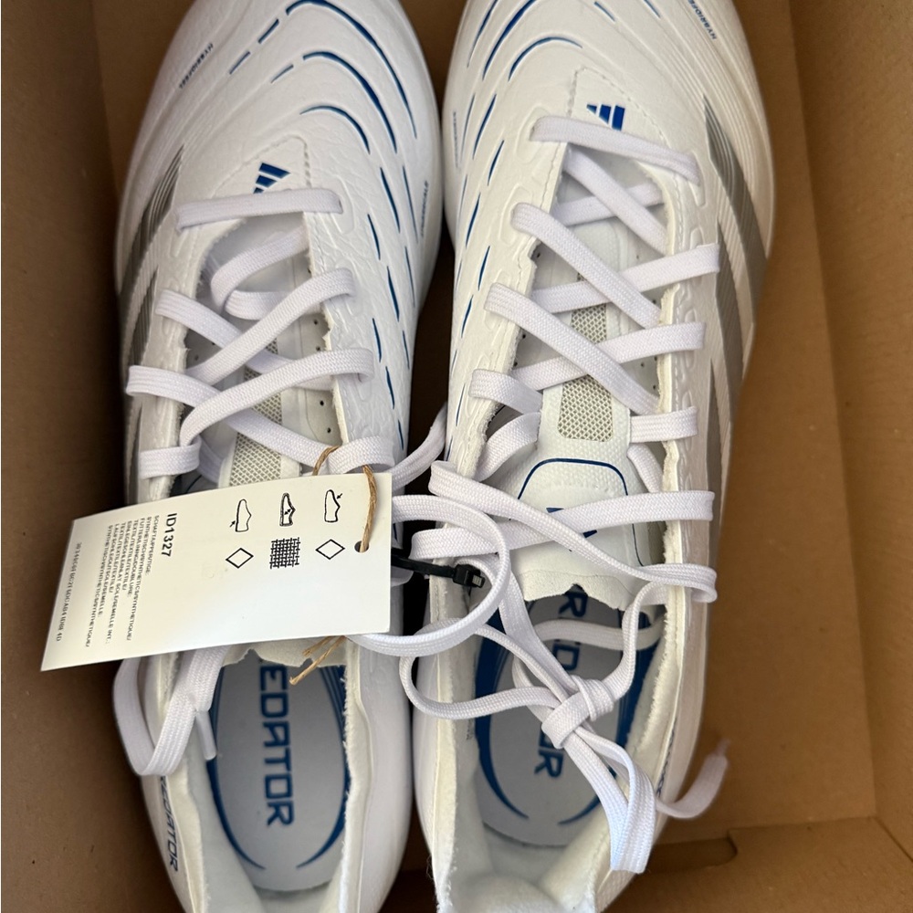 adidas White and Blue Athletic Shoes